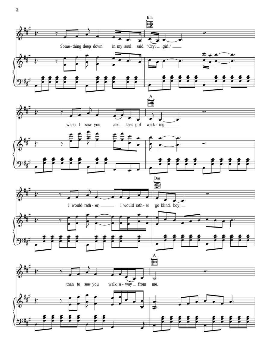 I'd Rather Go Blind Piano, Vocal, Guitar scores gallery preview page 2