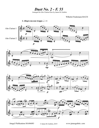 Book cover for WF Bach: Duet No. 2 for Alto Clarinet Duo
