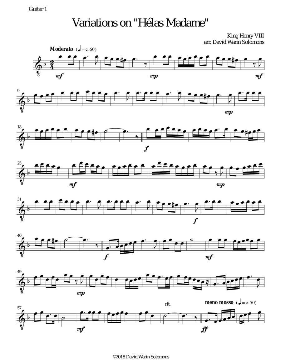 Variations for guitar quartet on 