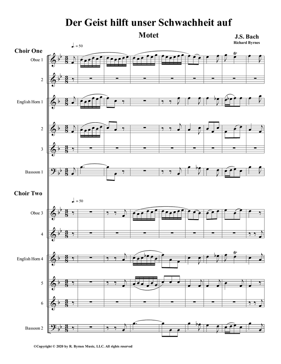 Der Geist hilft unser Schwachheit auf by J.S. Bach for Double Double-reed Choir Clarinet Choir scores gallery preview page 1