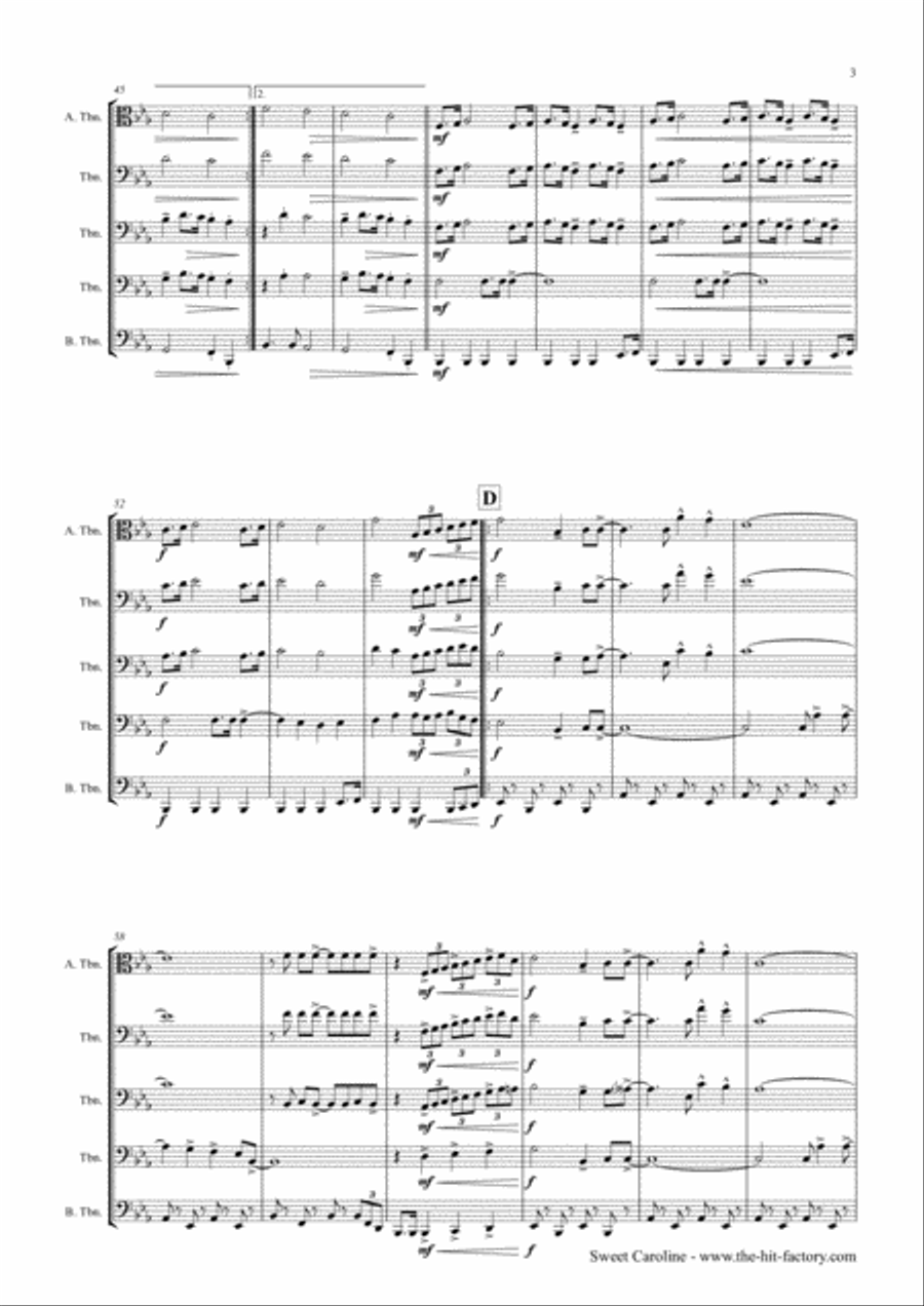 Sweet Caroline Trombone Solo scores gallery preview page 3