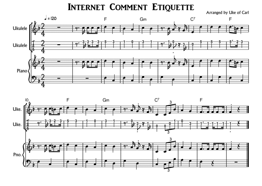 Internet Comment Etiquette Theme Piano scores gallery preview page 1