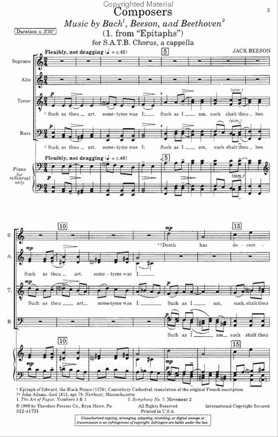 Epitaphs Epitaphs 4-Part scores gallery preview page 2