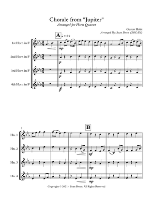Chorale from "Jupiter" - Horn Quartet