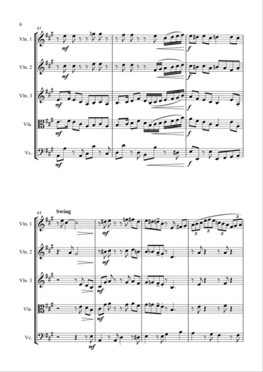 Country Garden - A Jazz Arrangement - for String Quartet String Quartet scores gallery preview page 6