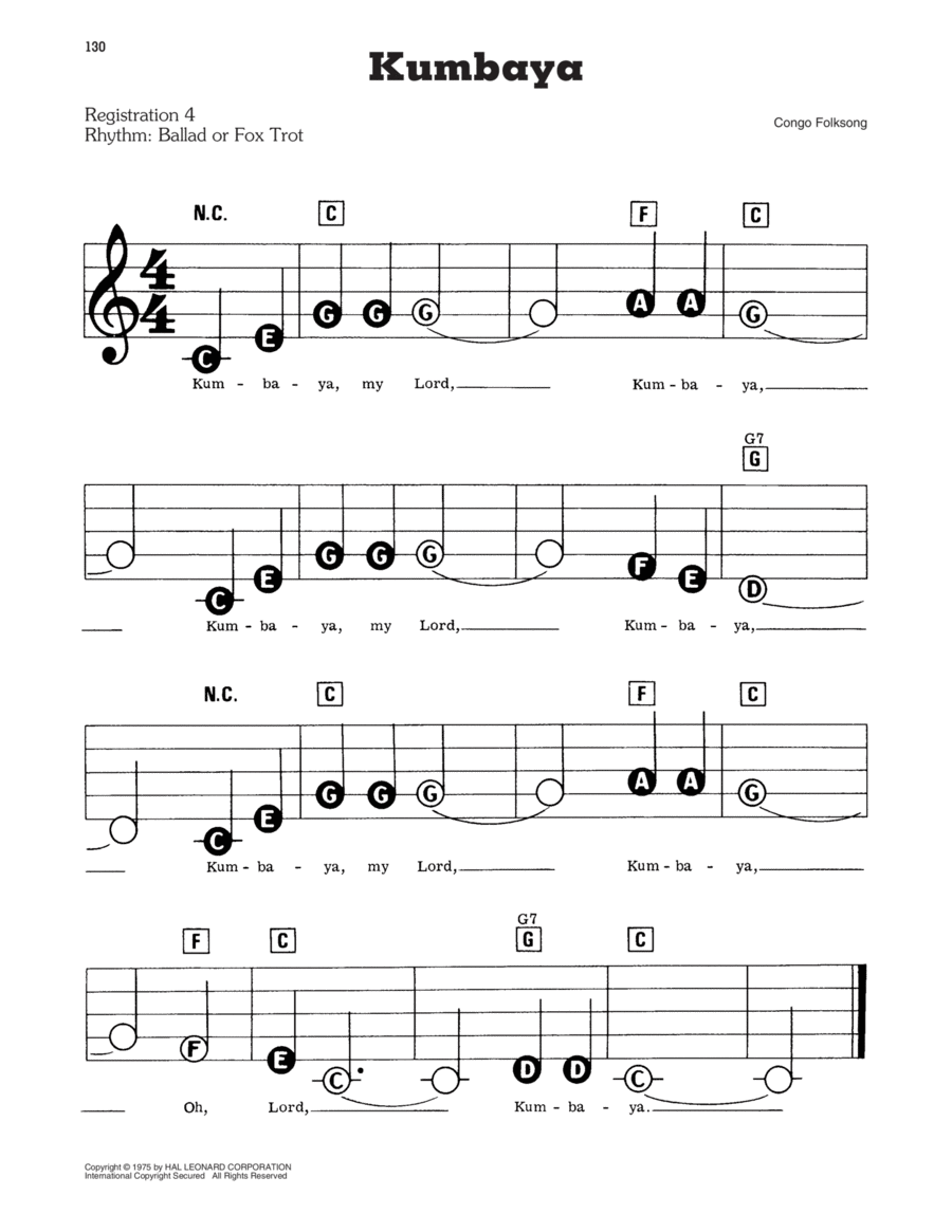 Kumbaya Electronic Keyboard scores gallery preview page 1