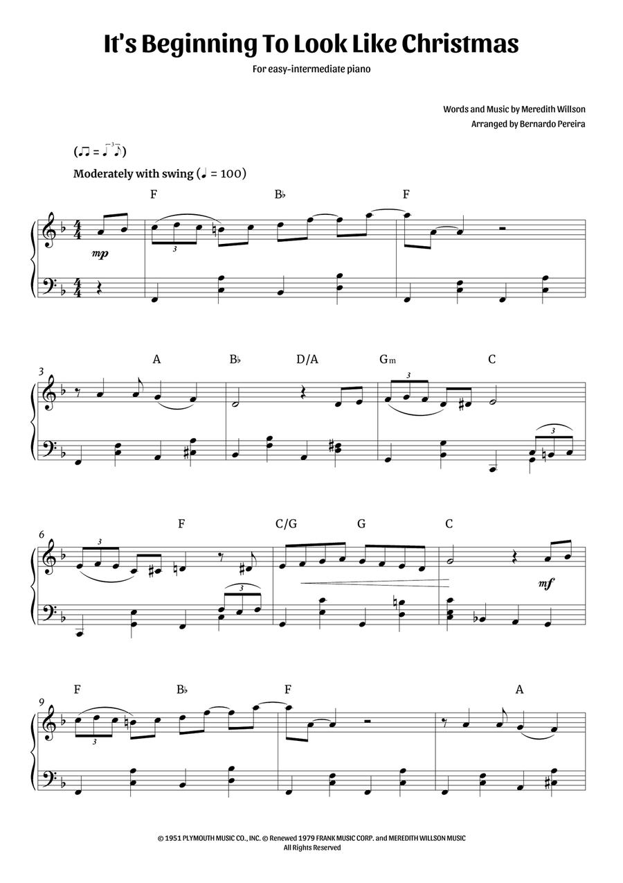 It's Beginning To Look Like Christmas Piano Solo scores gallery preview page 1