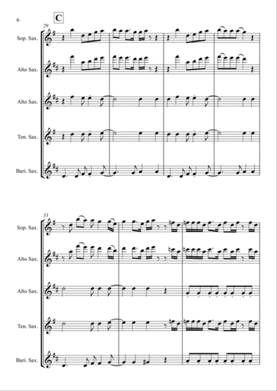 Man In The Mirror Saxophone Quartet scores gallery preview page 6