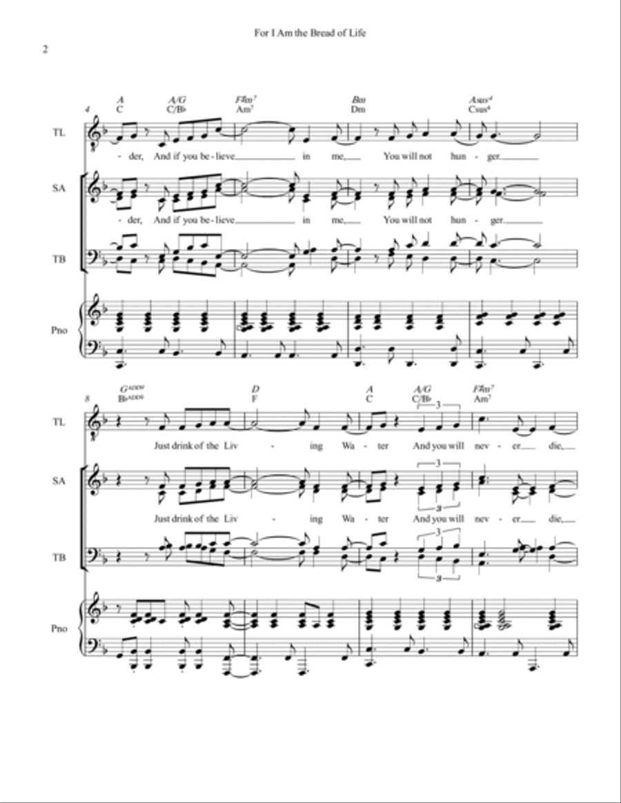 For I Am the Bread of Life [Octavo - Complete Package] Divisi scores gallery preview page 4