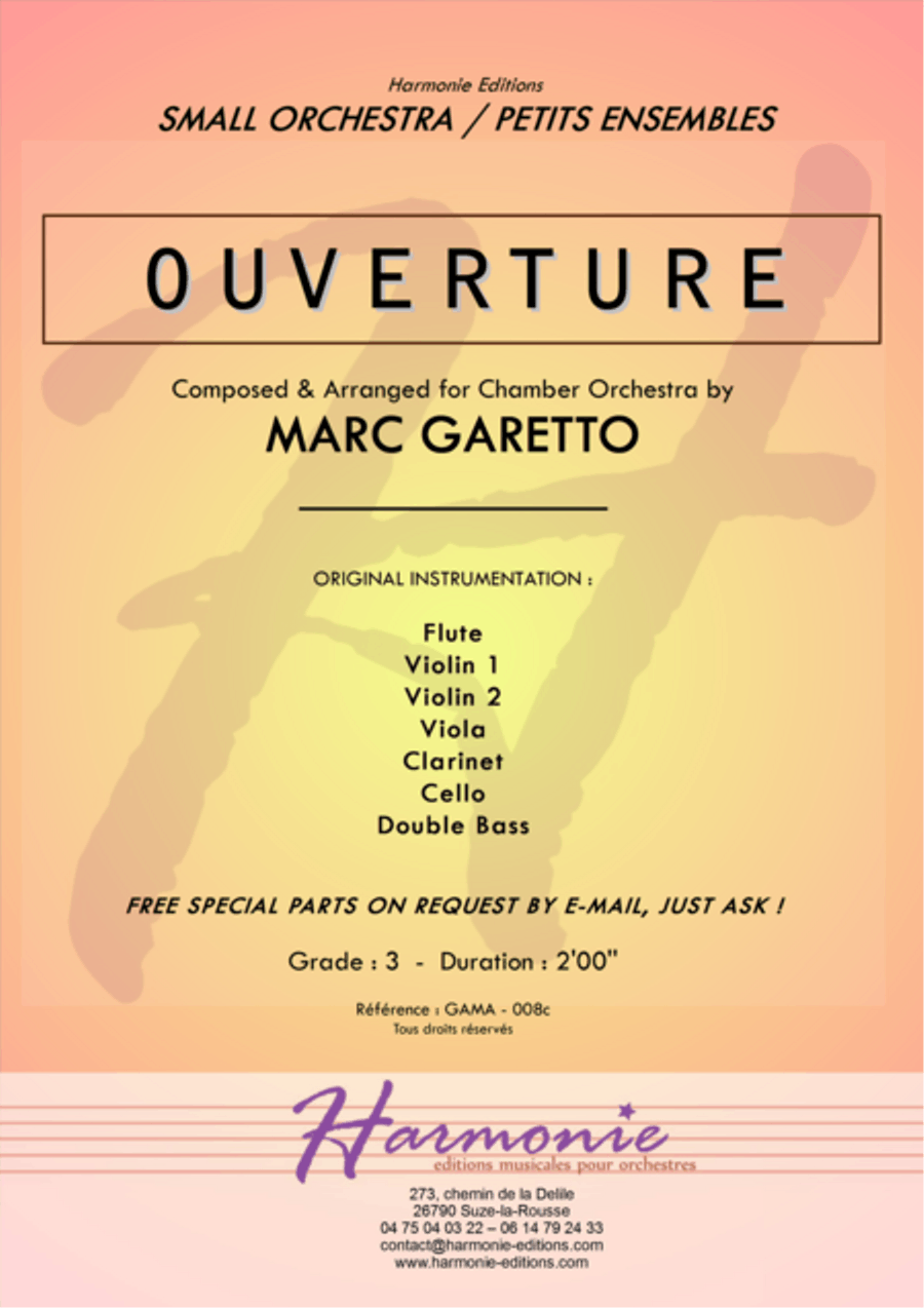 Ouverture (Overture) - Marc Garetto - 2016 Chamber Music Contest Entry Chamber Orchestra scores gallery preview page 1