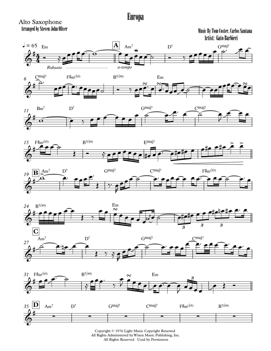 Europa Europa Alto Saxophone scores gallery preview page 1