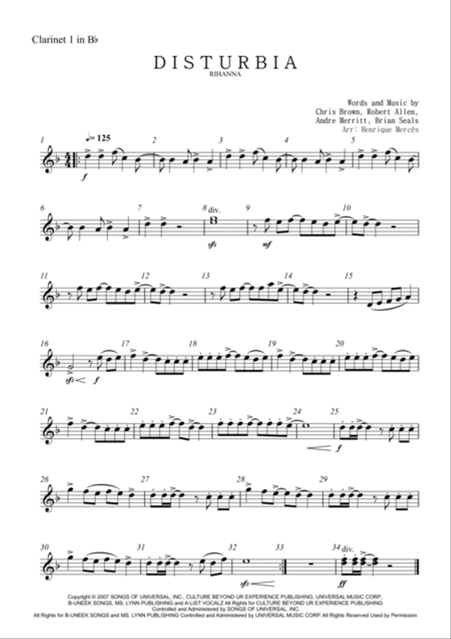 Disturbia Woodwind Quartet scores gallery preview page 3
