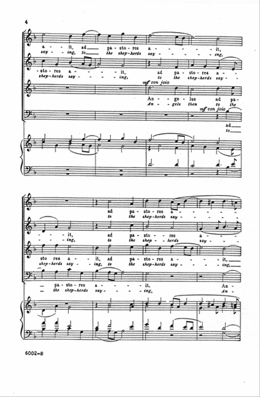 Angelus Ad Pastores Ait (Angels, then to the shepherds saying) 4-Part scores gallery preview page 3