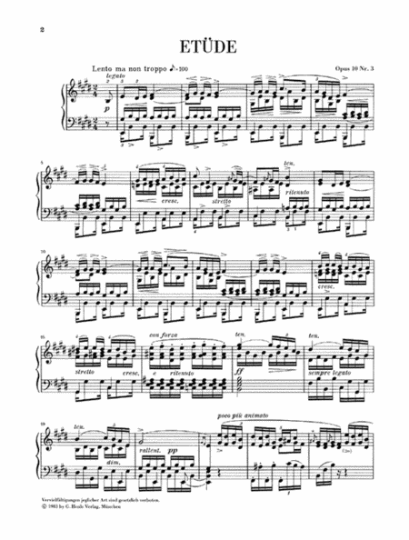 Etude in E Major Op. 10, No. 3