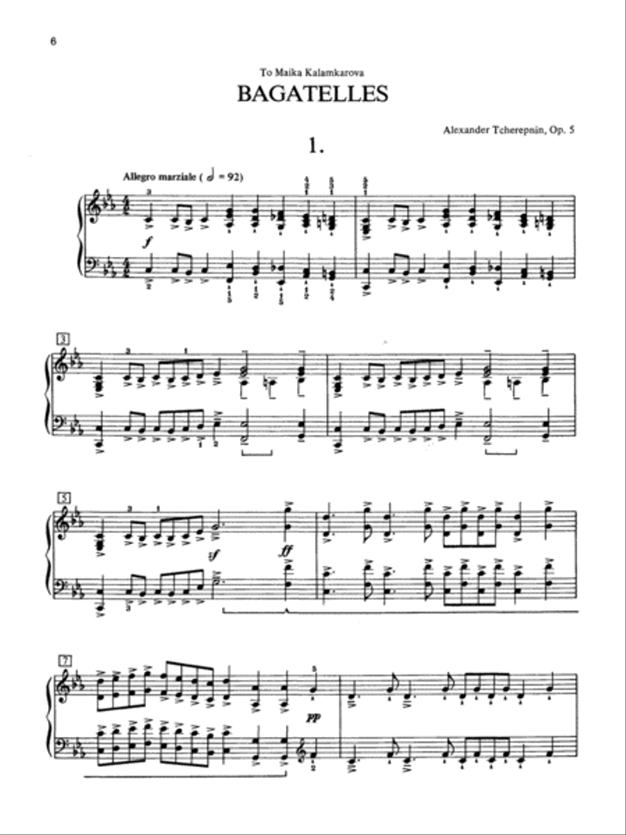 Tcherepnin -- Bagatelles, Op. 5 Piano Solo scores gallery preview page 3