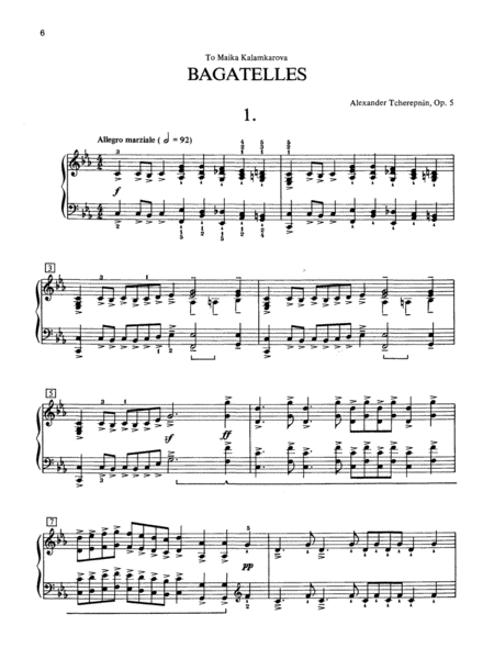 Tcherepnin -- Bagatelles, Op. 5 image number null