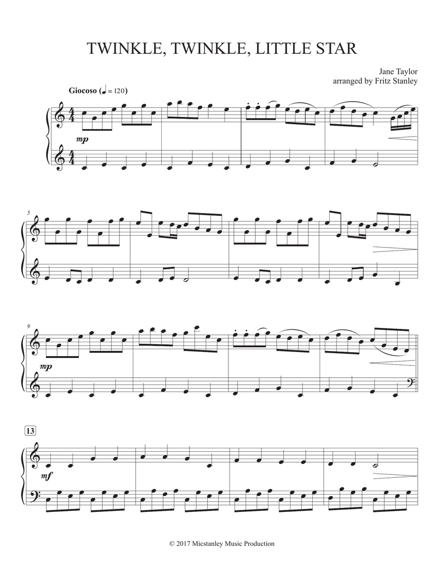 Twinkle twinkle little star sales piano hard