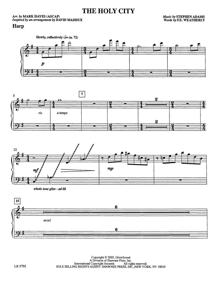 The Holy City (arr. Mark Hayes) - Harp Choir scores gallery preview page 1