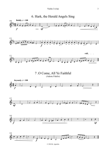 Fifteen Traditional Carols for String Orchestra - Violin 3 (Viola Substitute) Part