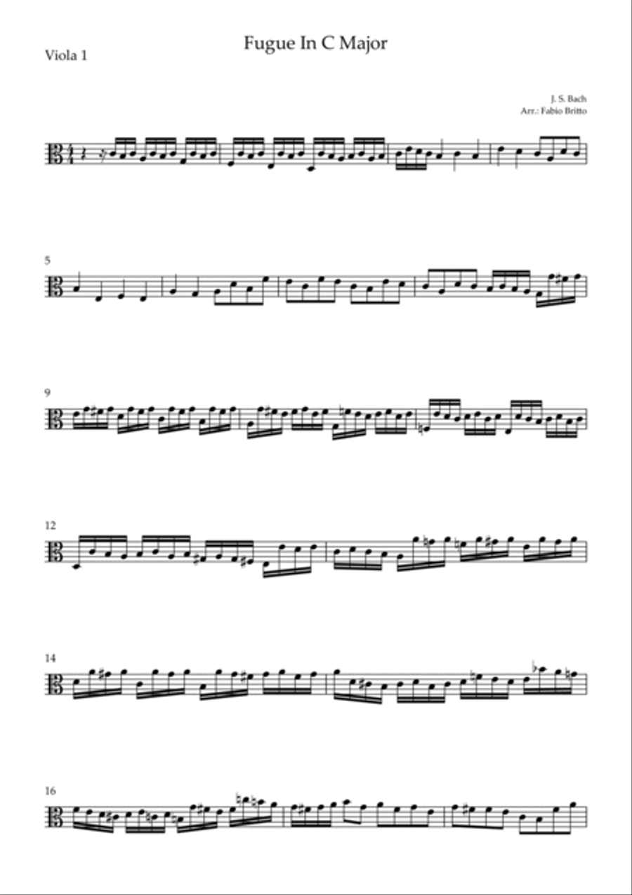 Fugue In C Major (J. S. Bach) for Viola Duo String Duet scores gallery preview page 4