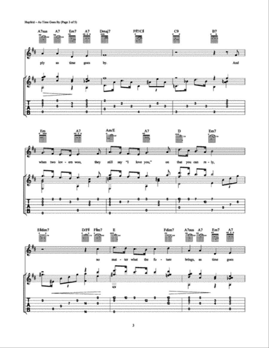 As Time Goes By Guitar Tablature scores gallery preview page 3