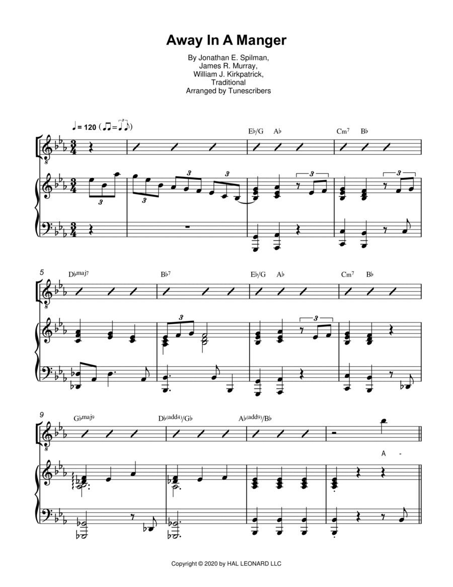 Away In A Manger Voice scores gallery preview page 1