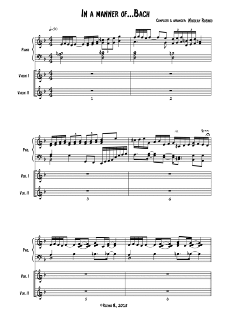 In a manner of ... Bach (for String Ensemble) Piano scores gallery preview page 2