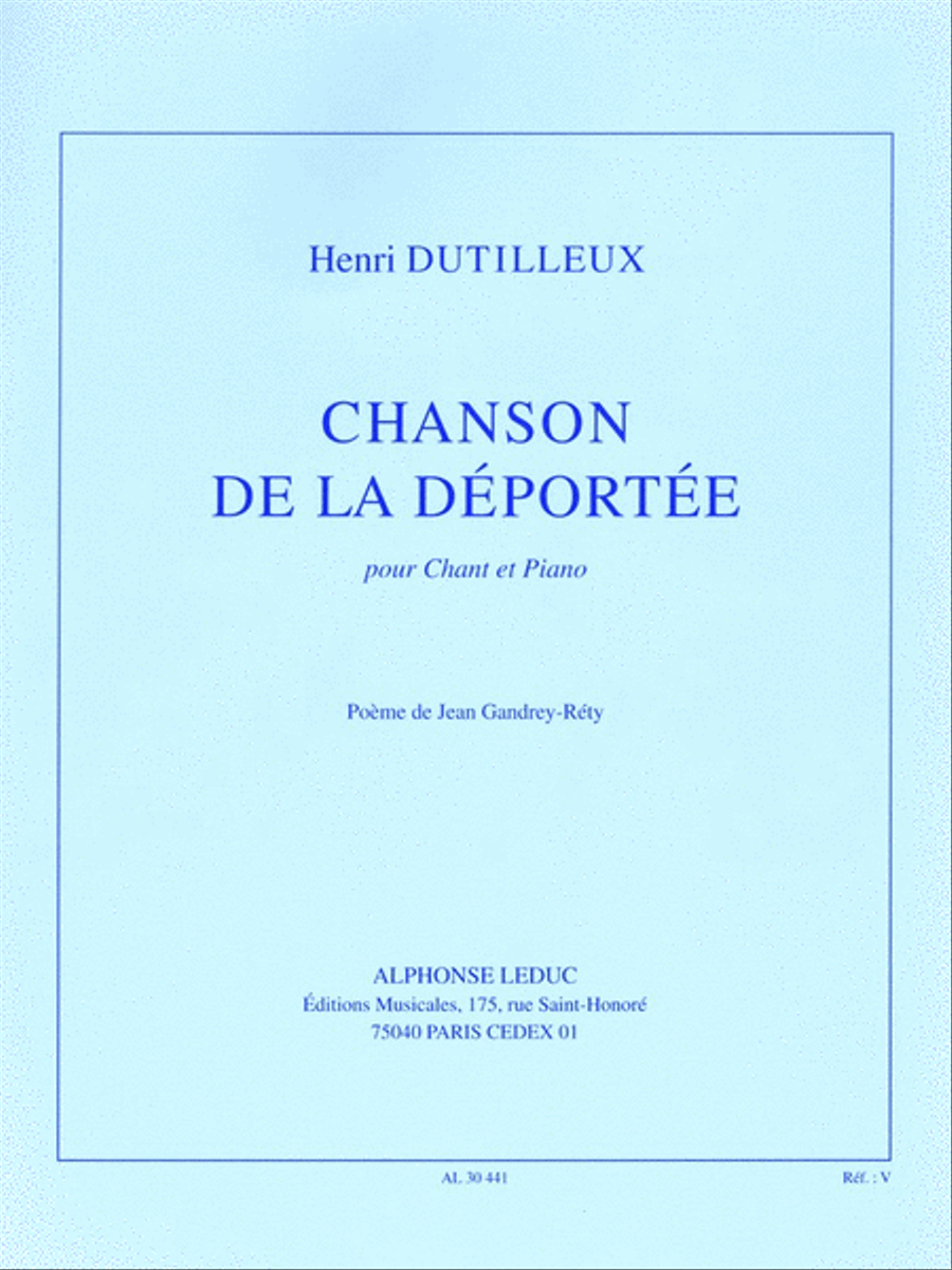 Dutilleux Henri Chanson De La Deportee Voice & Piano Book Voice scores gallery preview page 1