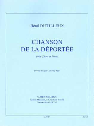 Dutilleux Henri Chanson De La Deportee Voice & Piano Book