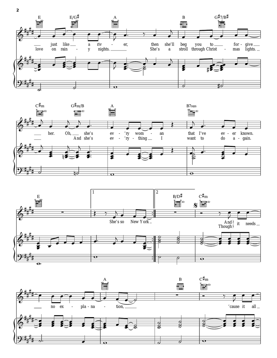 She's Every Woman Piano, Vocal, Guitar scores gallery preview page 2