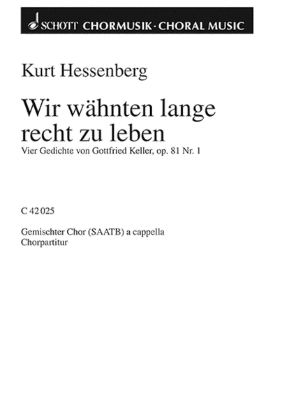 Hessenberg K Wir Waehnten Lange Op81/1