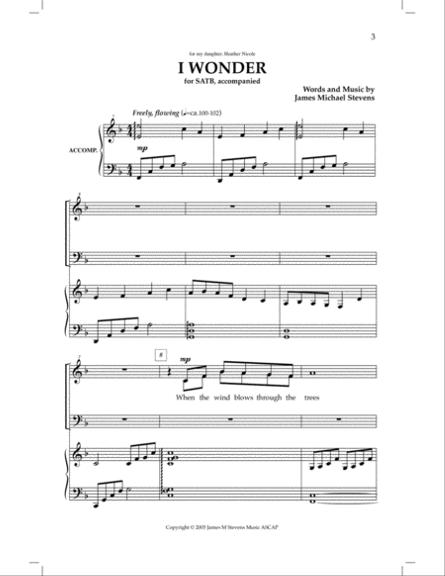 I Wonder - SATB I Wonder - SATB 4-Part scores gallery preview page 2