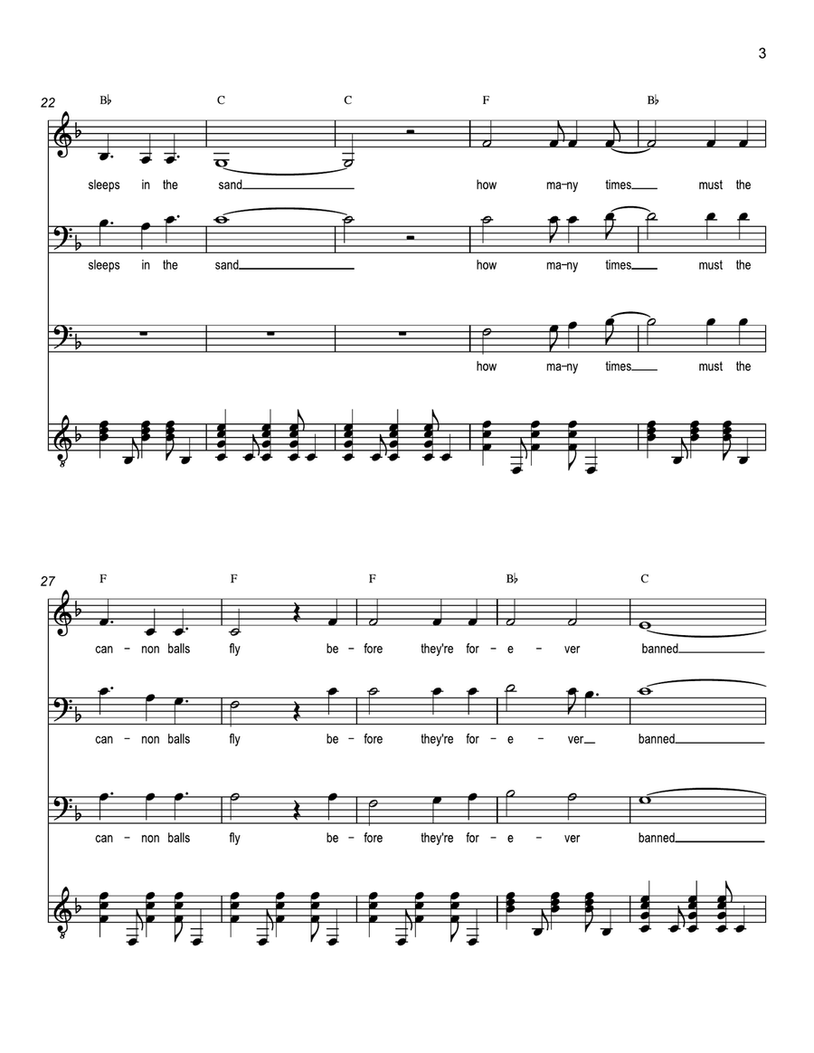 Blowin' in the Wind Acoustic Guitar scores gallery preview page 3