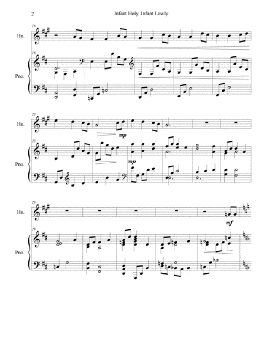 Infant Holy, Infant Lowly (horn/piano), arr. Brenda Portman Horn scores gallery preview page 2