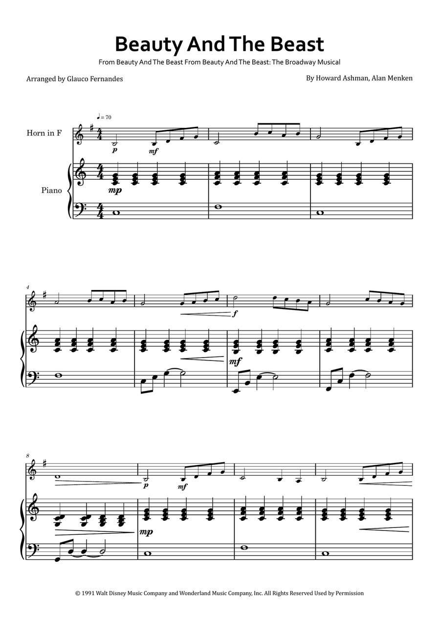 Beauty And The Beast Chamber Music scores gallery preview page 1