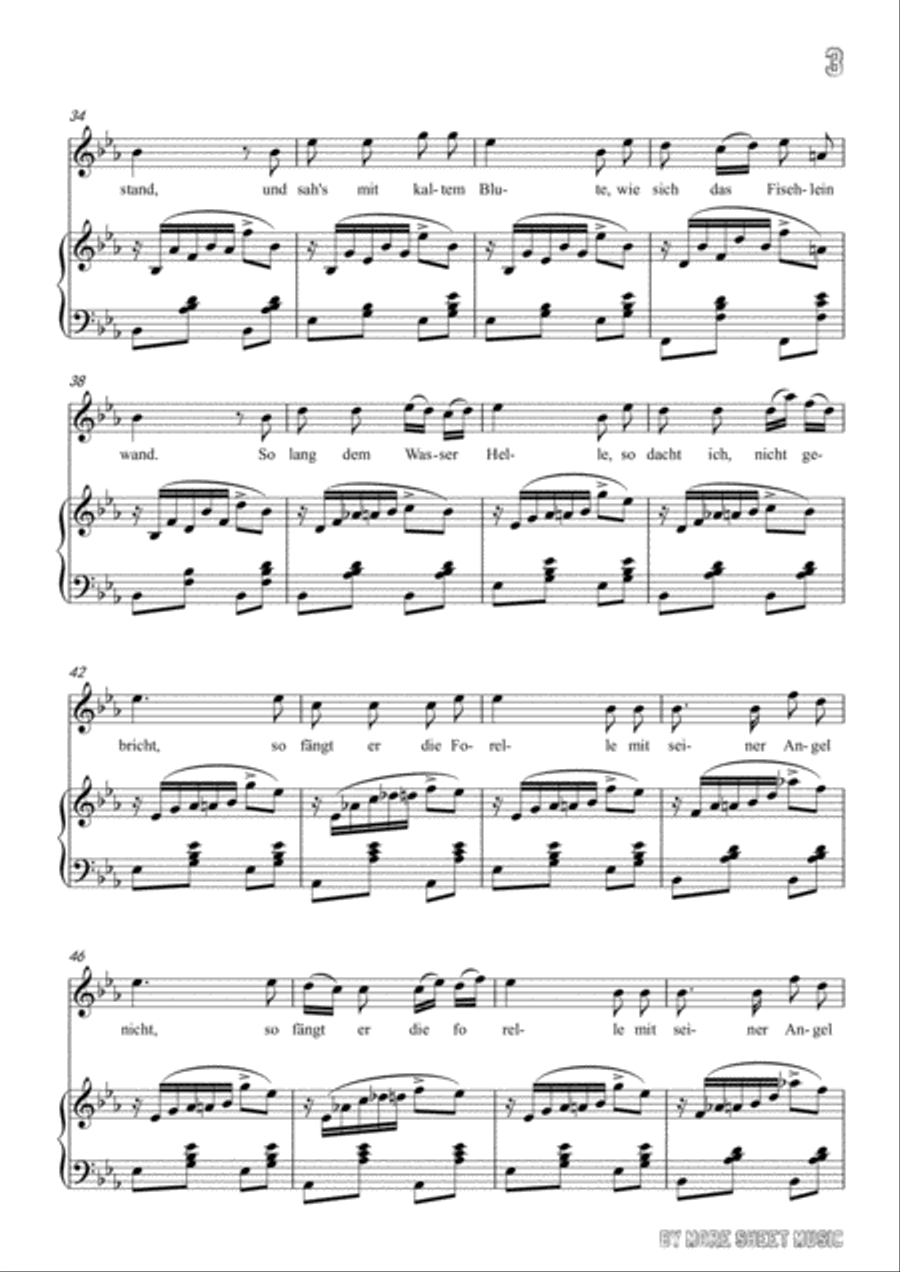 Schubert-Die Forelle in E flat Major,for voice and piano Voice Solo scores gallery preview page 5