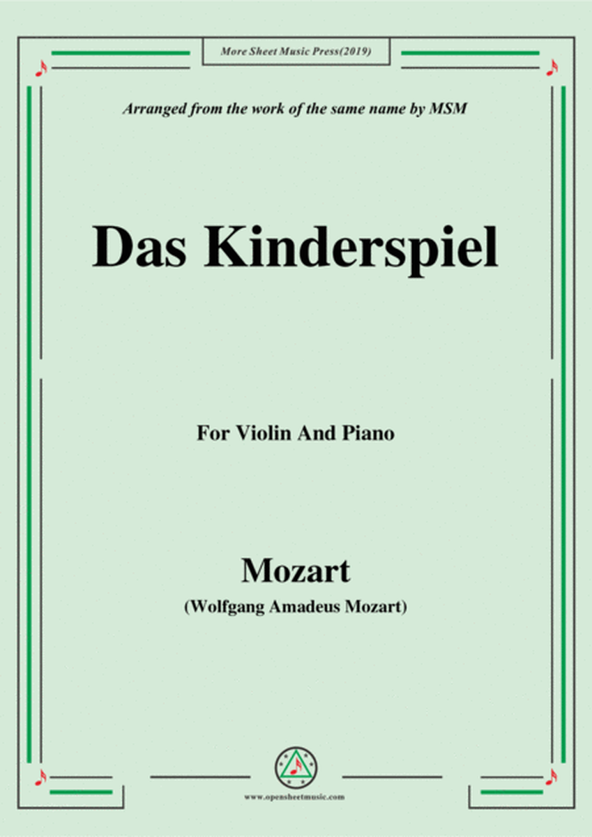 Mozart-Das kinderspiel,for Violin and Piano image number null