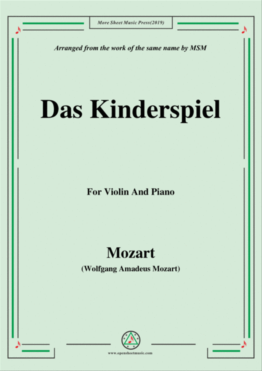 Mozart-Das kinderspiel,for Violin and Piano Violin Solo scores gallery preview page 1