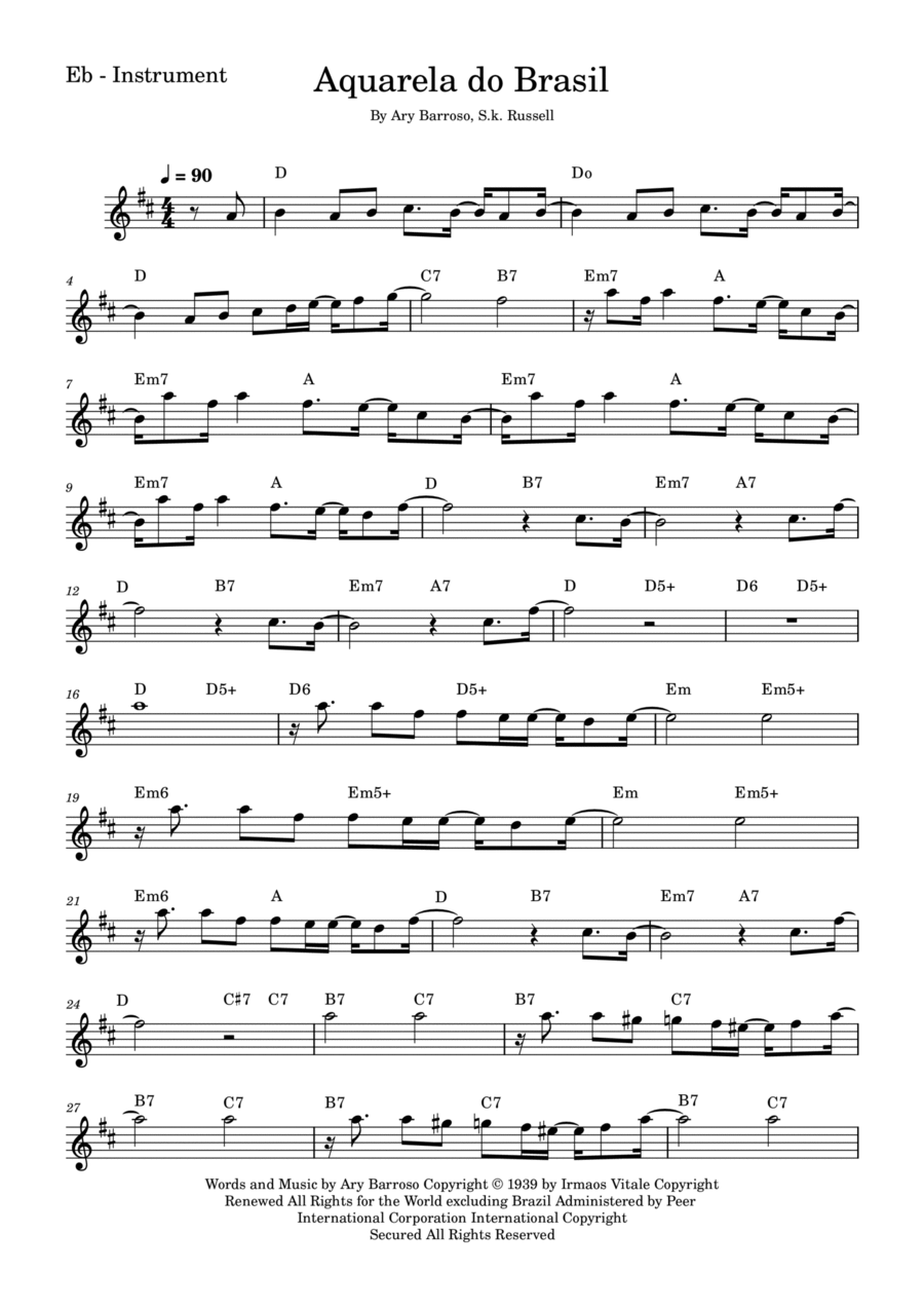 Aquarela Brasileira (aquarela Do Brasil) (brasil) Alto Saxophone scores gallery preview page 1
