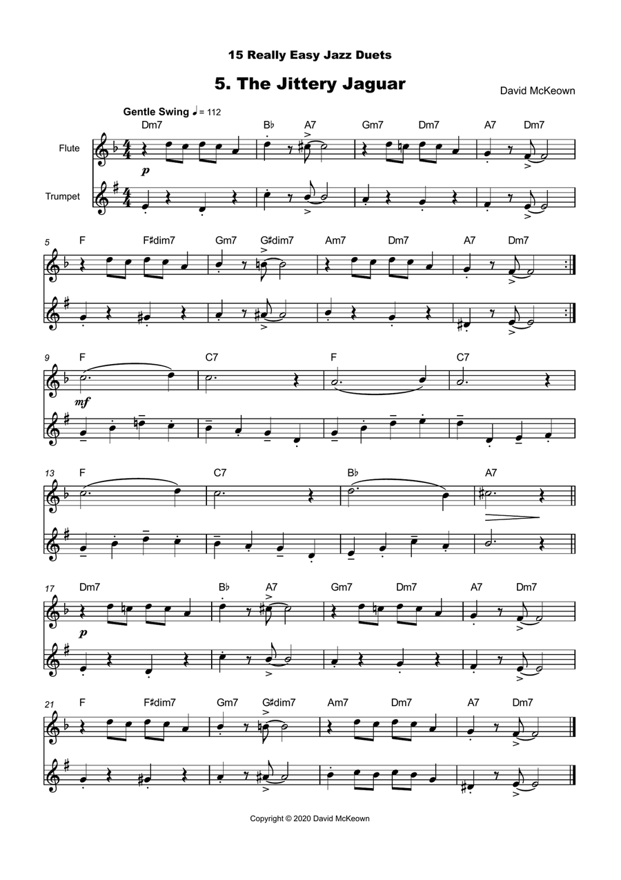 15 Really Easy Jazz Duets for Flute and Trumpet Duet Flute scores gallery preview page 6