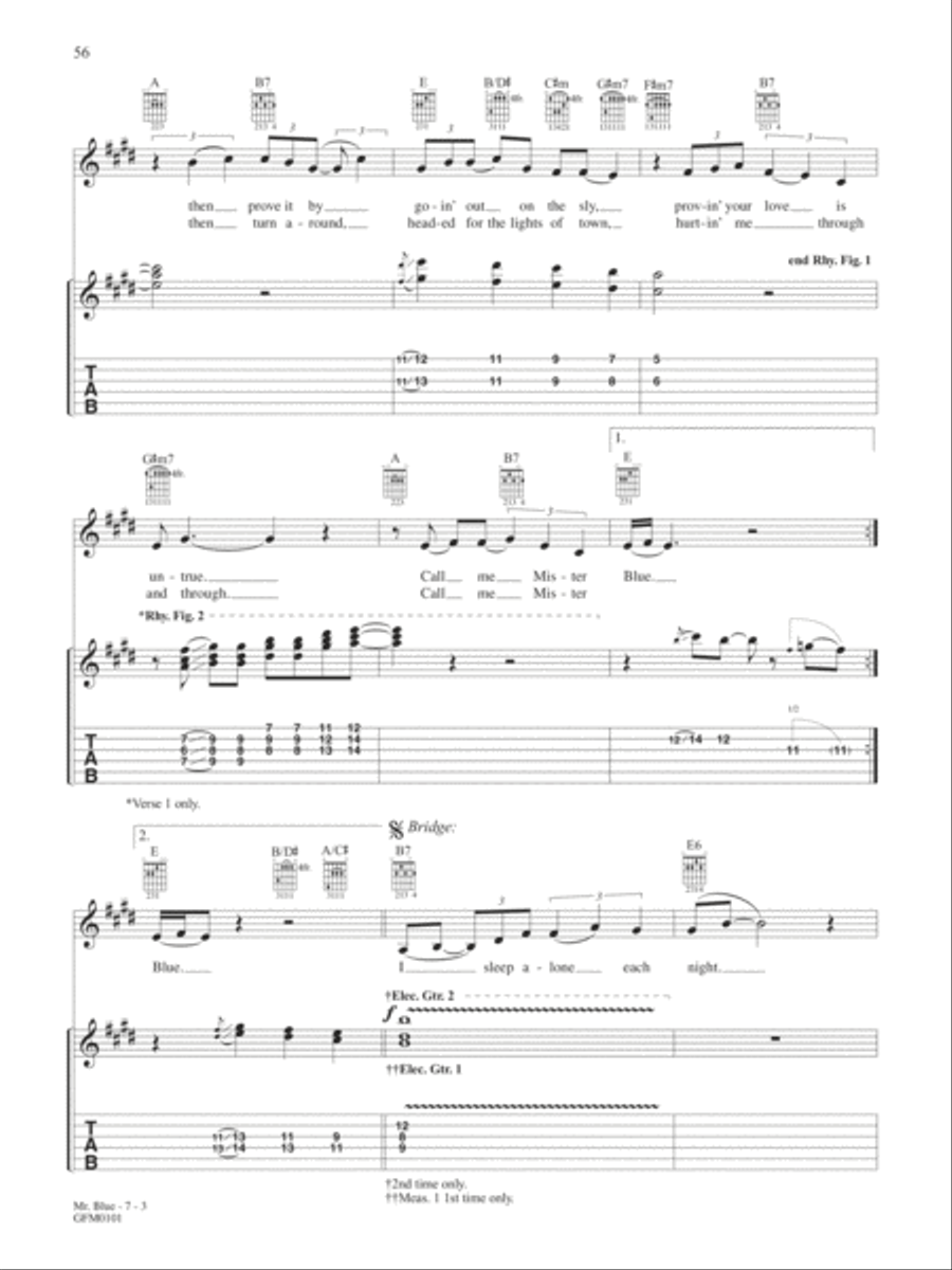 Mister Blue Mister Blue Guitar Tablature scores gallery preview page 3