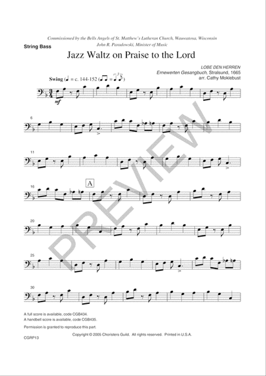 Jazz Waltz on Praise to the Lord Reproducible Instrumental Parts Choir scores gallery preview page 3