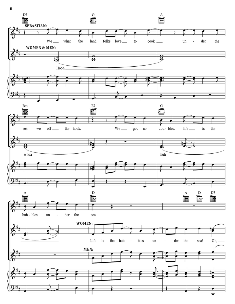 Under The Sea (from The Little Mermaid: A Broadway Musical) Piano, Vocal, Guitar scores gallery preview page 6