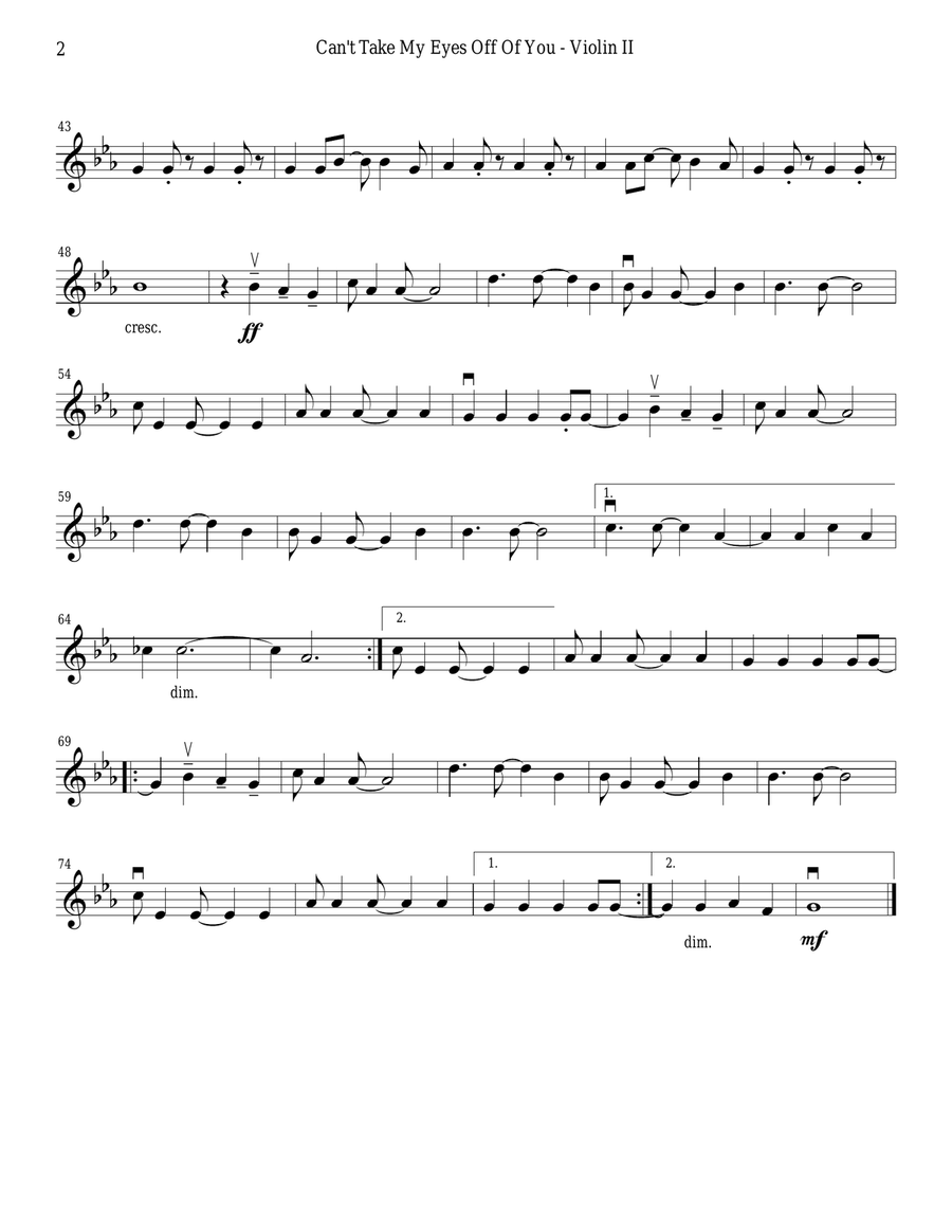 Can't Take My Eyes Off Of You String Quartet scores gallery preview page 4