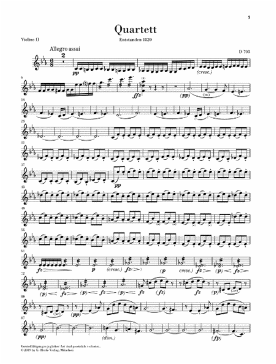 String Quartet Movement (Quartettsatz) in C Minor, D. 703 String Quartet scores gallery preview page 3