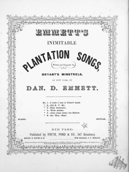 Old K-Y-Ky. Emmett's Inimitable Plantation Songs