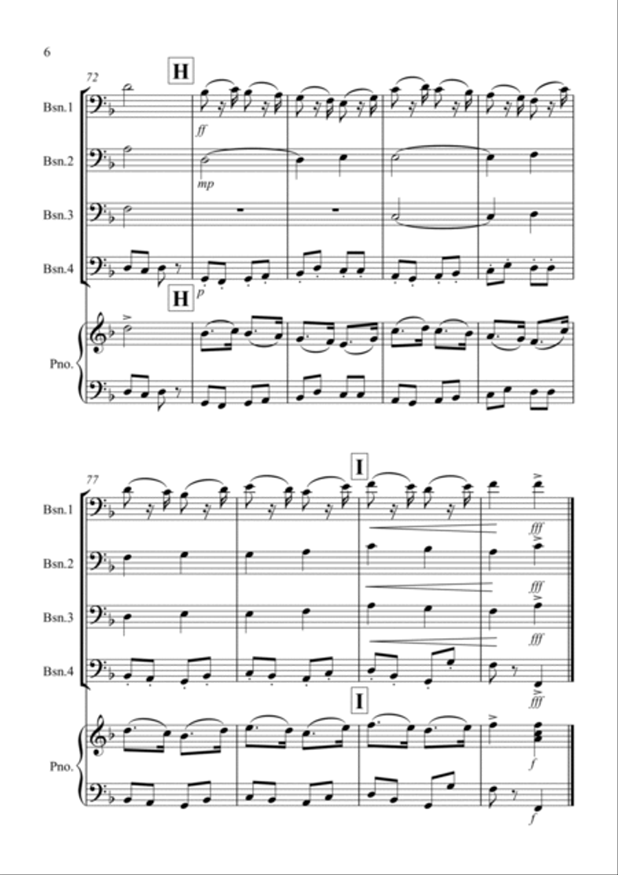 March (fantasia from the Nutcracker) for Bassoon Quartet Bassoon Quartet scores gallery preview page 6