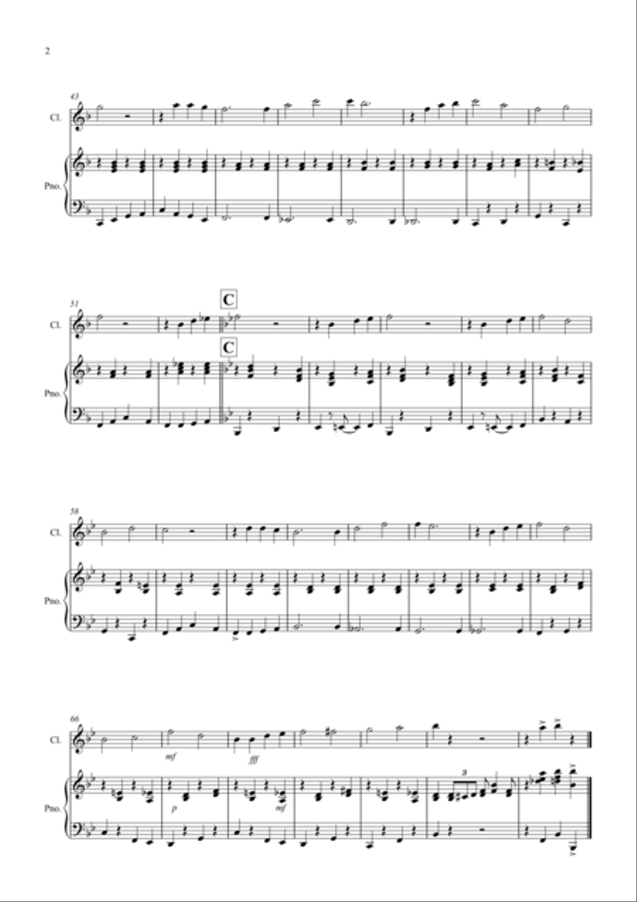 The Saints (Jazzy Style!) for Clarinet and Piano Clarinet Solo scores gallery preview page 2