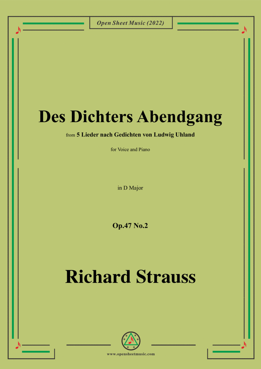 Richard Strauss-Des Dichters Abendgang,in D Major Voice scores gallery preview page 1