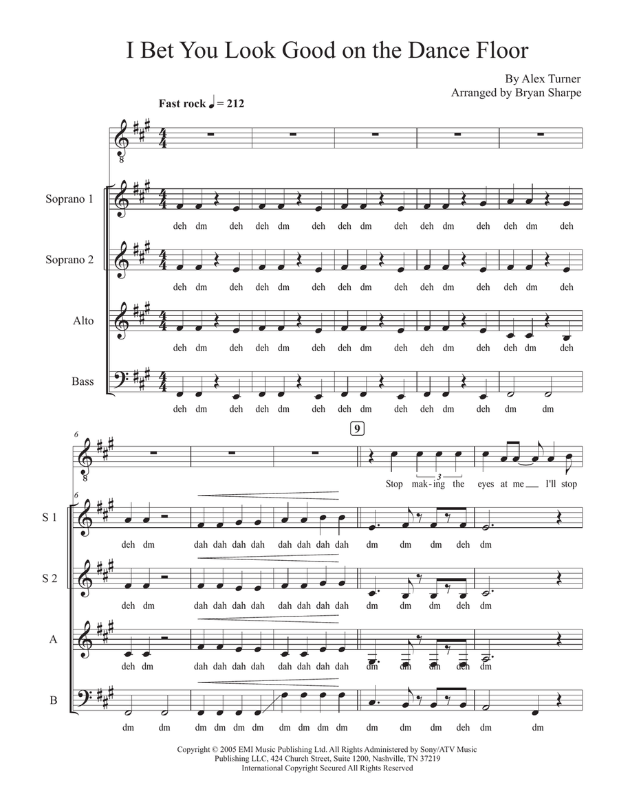 I Bet You Look Good On The Dancefloor 4-Part scores gallery preview page 1